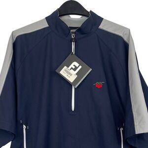 NEW Footjoy CHERRY HILLS Sport Windshirt Mens M Navy Golf Windbreaker Pullover